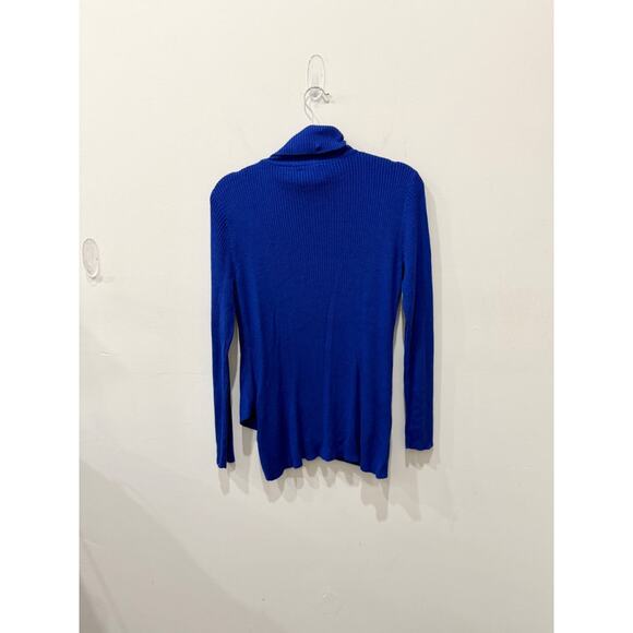 Tahari Long Sleeve Ribbed Turtleneck Pullover Sweater Blue Women's Size Medium - Picture 2 of 4